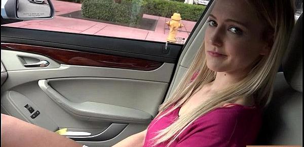  Big natural tits teen banged by stranger inside his car
